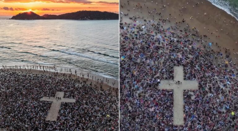 milhares-se-reunem-ao-redor-de-cruz-para-adorar-em-praia-de-sc:-“encontro-com-deus”